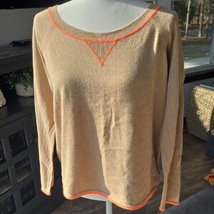 GAP Tan Knit with Bright Orange Detail